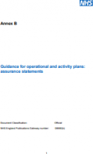 NHS Operational Planning and Contracting Guidance 2019/20 Annex B: Guidance for operational and activity plans - assurance statements